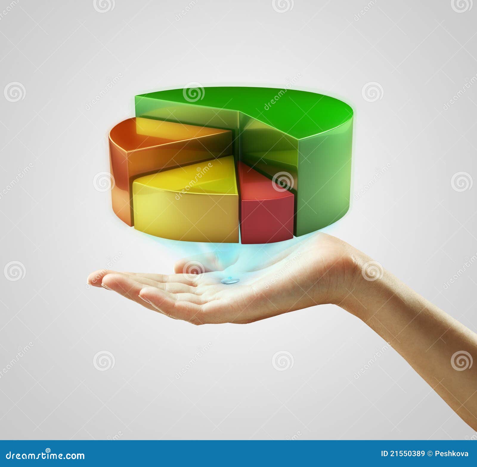 Hand Presenting A Pie Chart Button Stock Image Image of marketing