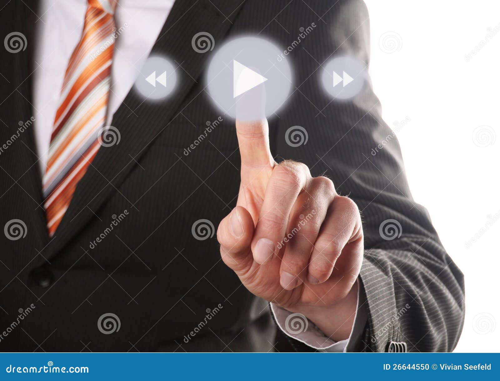 Hand Press Play Button Sign Start Stock Photo 250971760