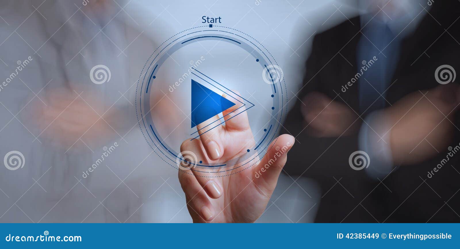 Hand Press Play Button Sign Start Stock Photo 250971760