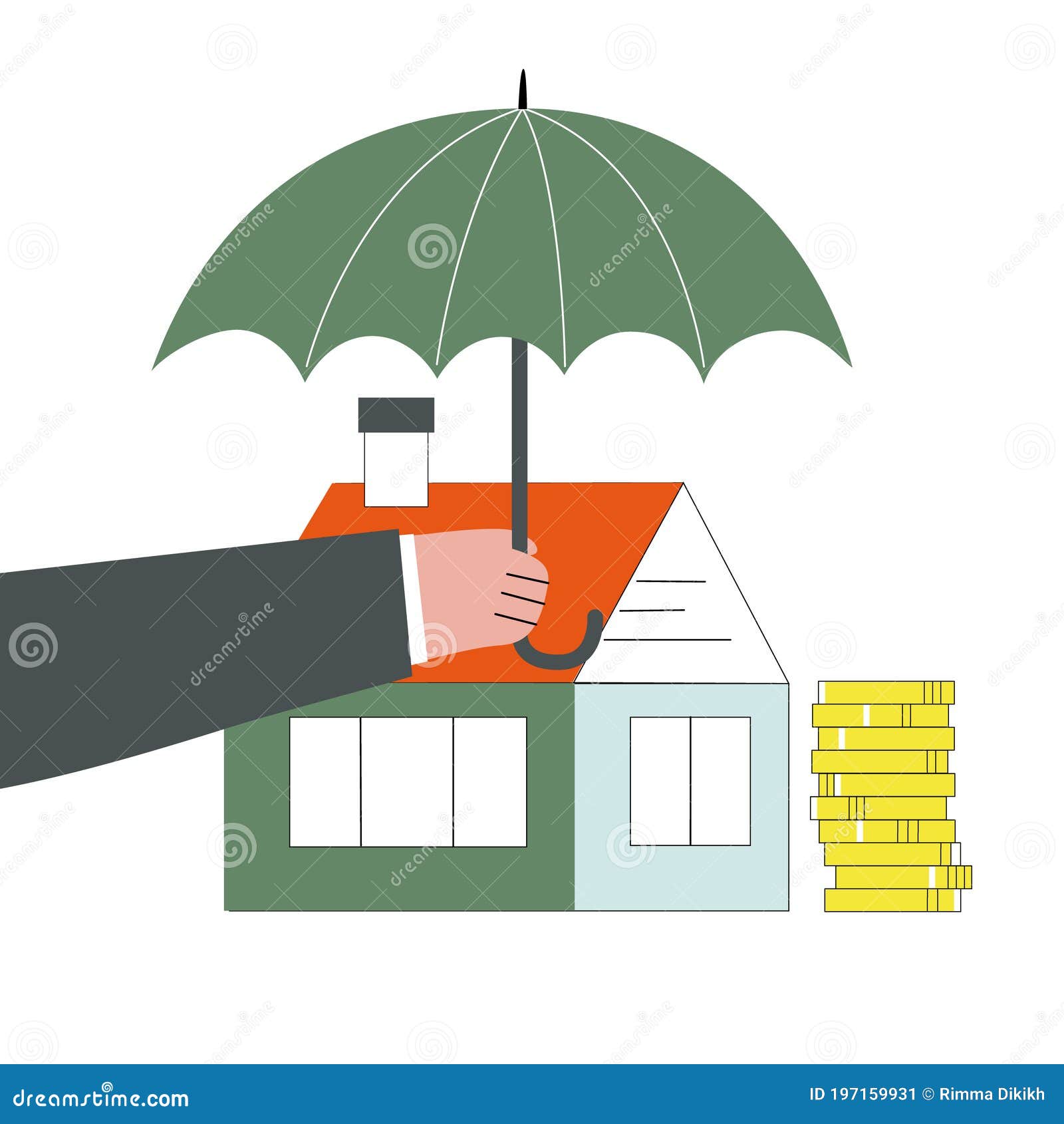 Hand Protecting a House with Umbrella, Mortgage Loan Insurance Stock