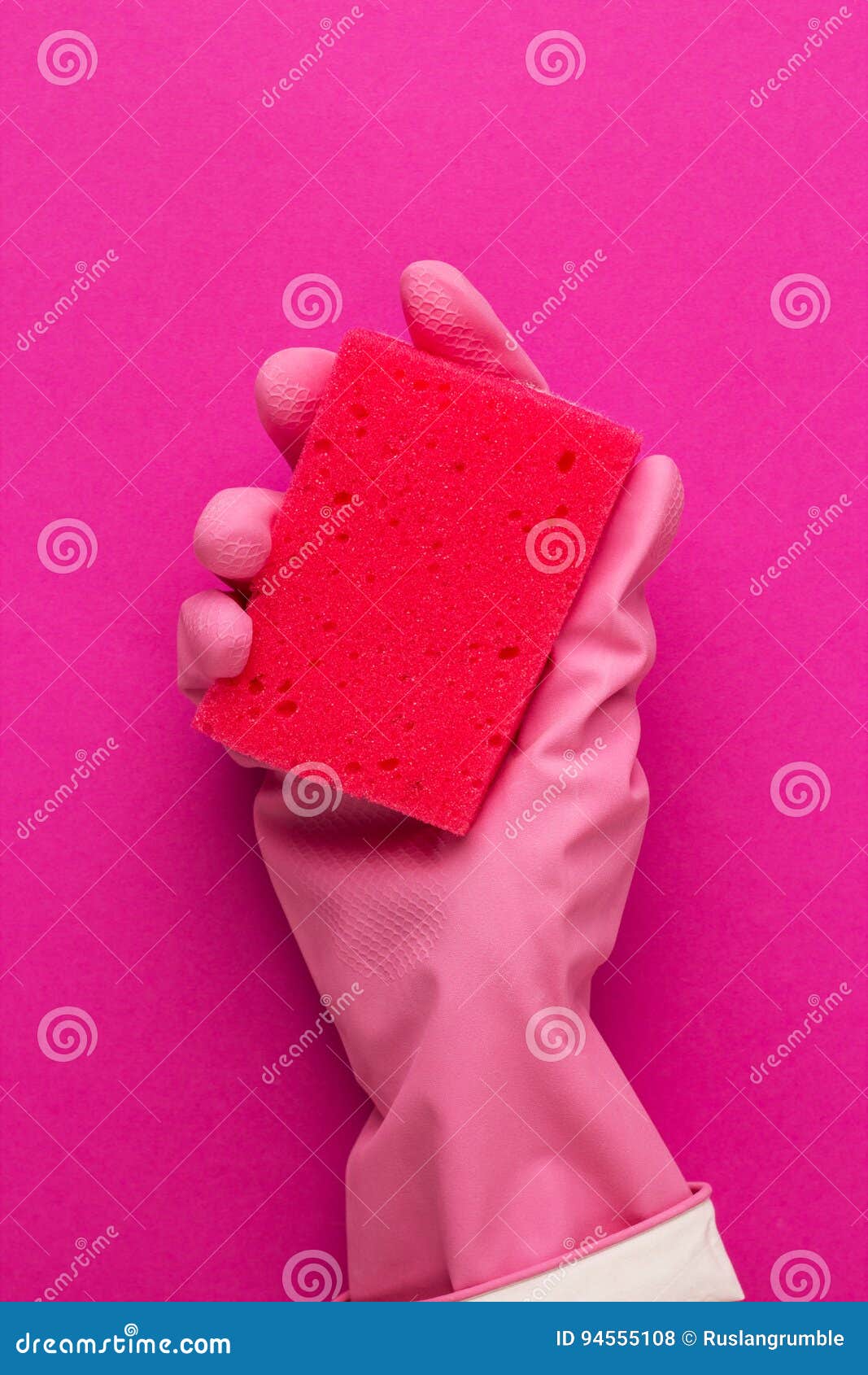 Hand in Protective Glove Holding Red Sponge Stock Photo Image of hold