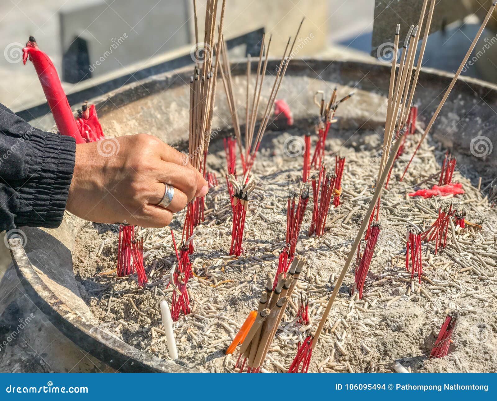 Put Incense Stick in To the Pot Stock Photo Image of holding, prayer