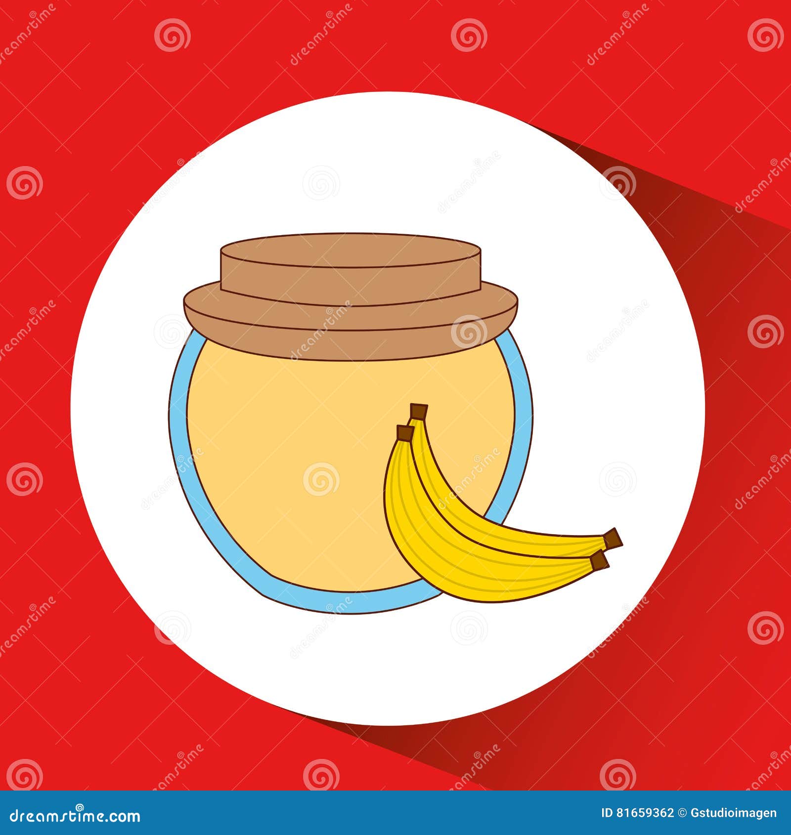 Hand puts banana jar jam stock vector. Illustration of organic 81659362
