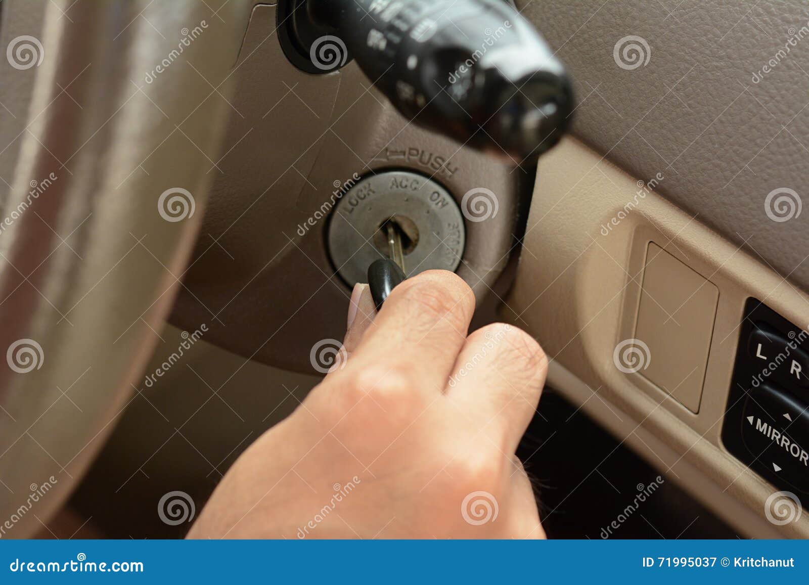 Hand Putting Car Key on the Keyhole Stock Image Image of ignition