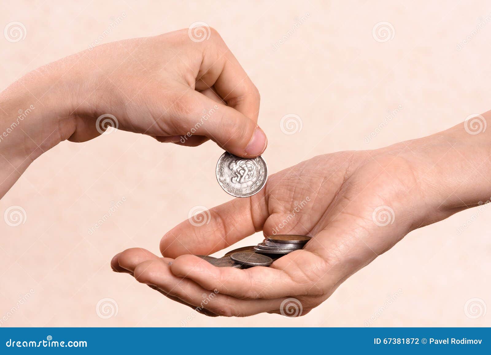 Image result for putting coins in a hand