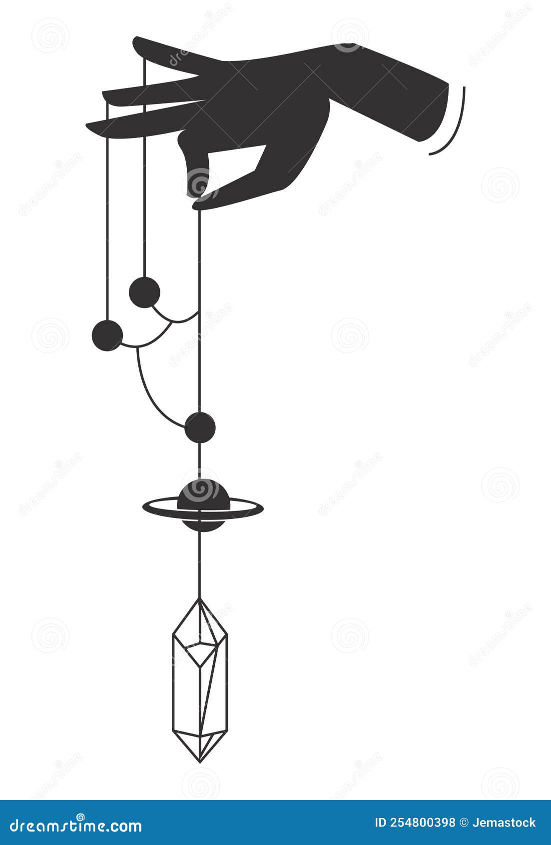 Hand with Quartz and Saturn Stock Vector Illustration of cosmos