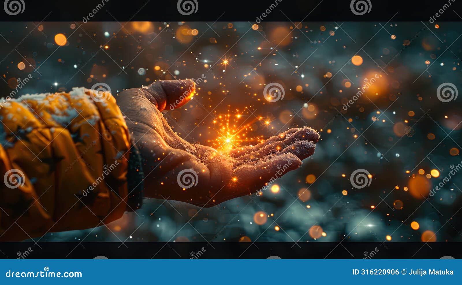 a hand reaching out to touch a shining star, representing the pursuit of creativity and inspira