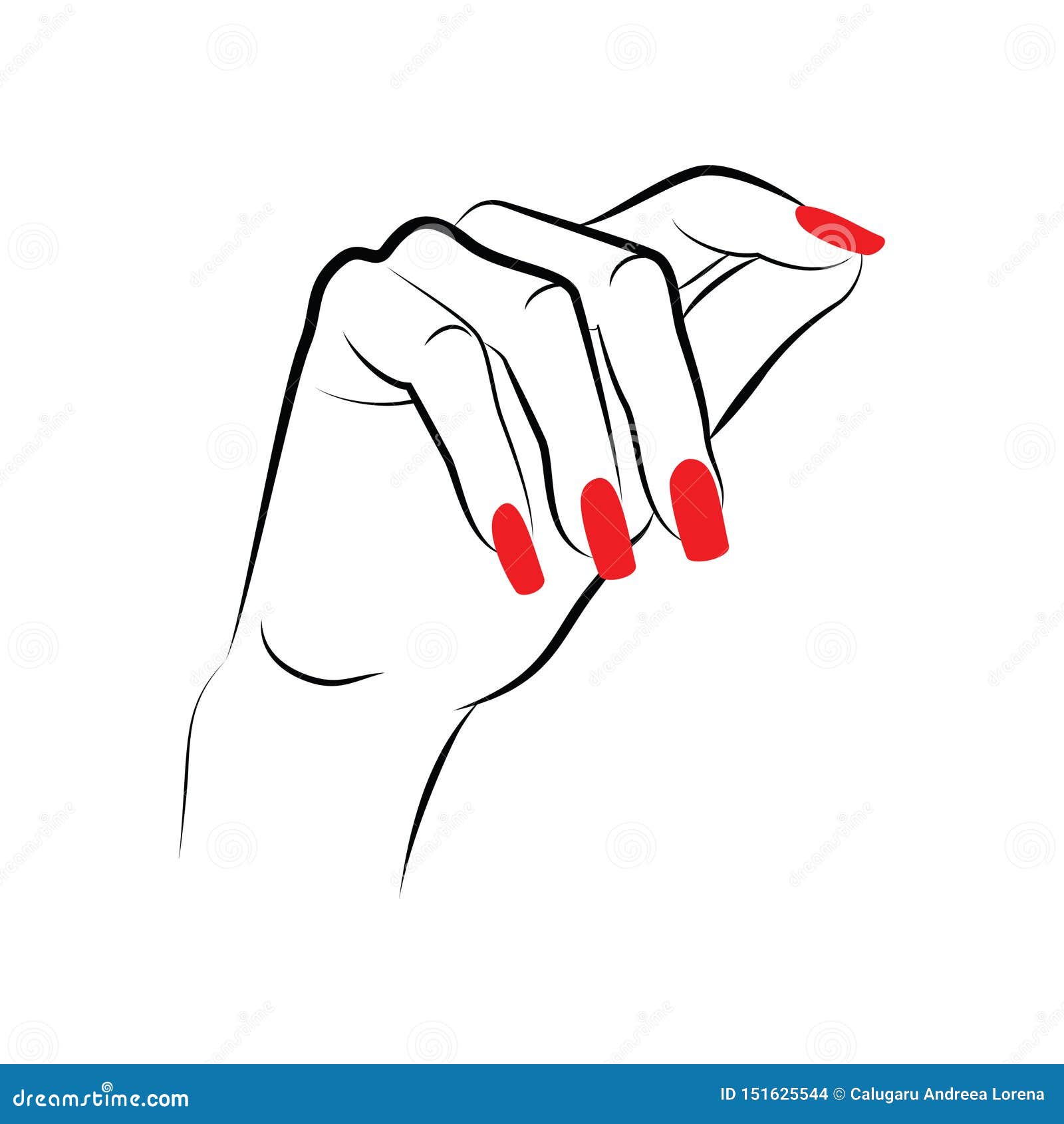 Hand with red nails stock vector. Illustration of clean - 151625544