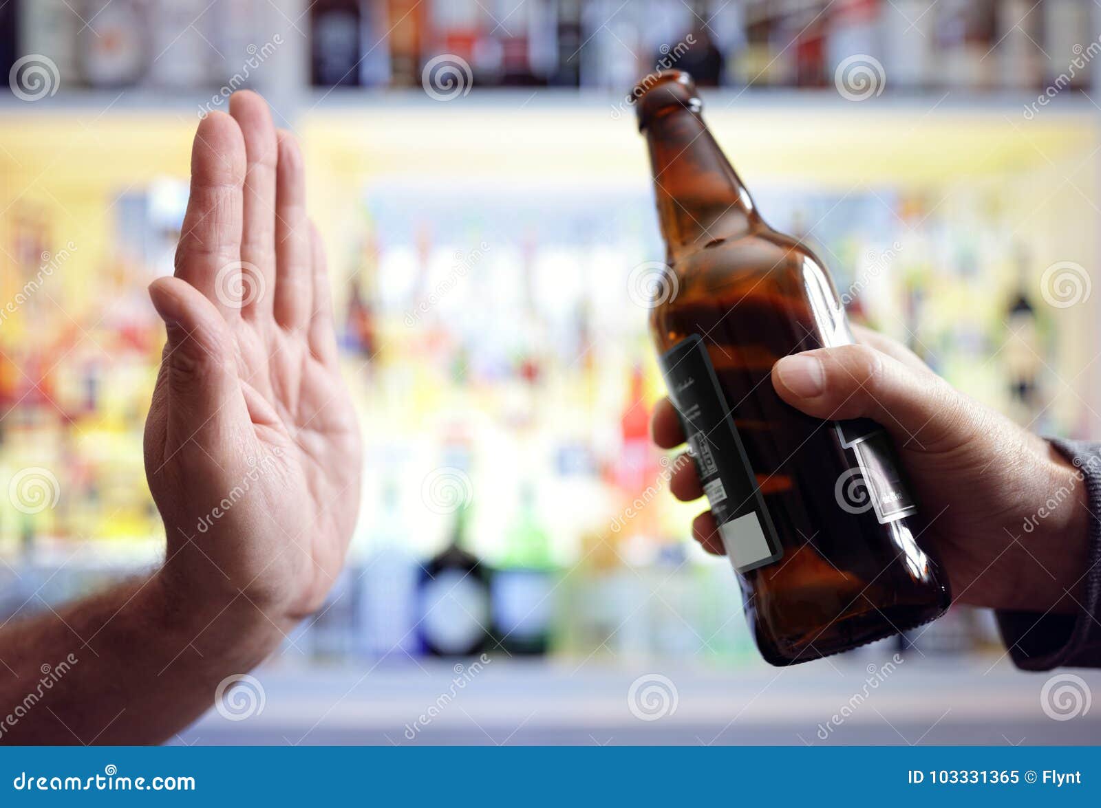 Hand rejecting alcoholic beer beverage