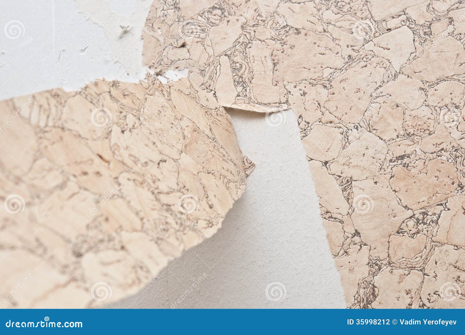 Hand removing wallpaper stock photo. Image of redecorate 35998212