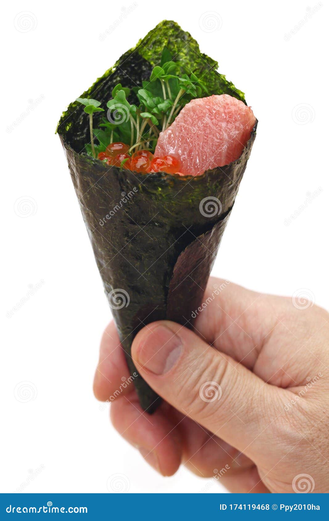 Hand Roll Fatty Tuna & Salmon Roe Sushi Stock Photo Image of gourmet