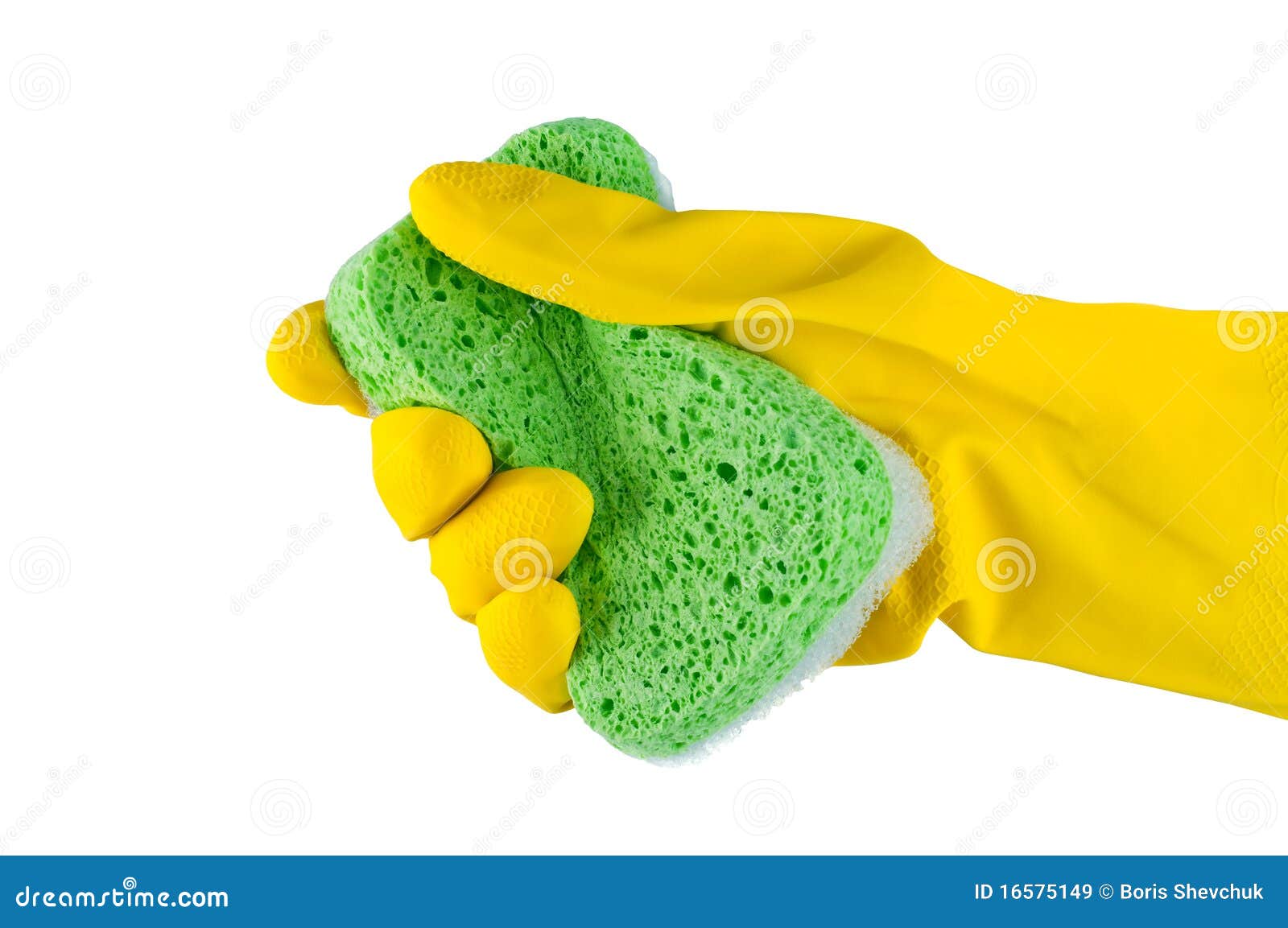 Hand in Rubber Glove with Sponge. Stock Image Image of colorful, shot