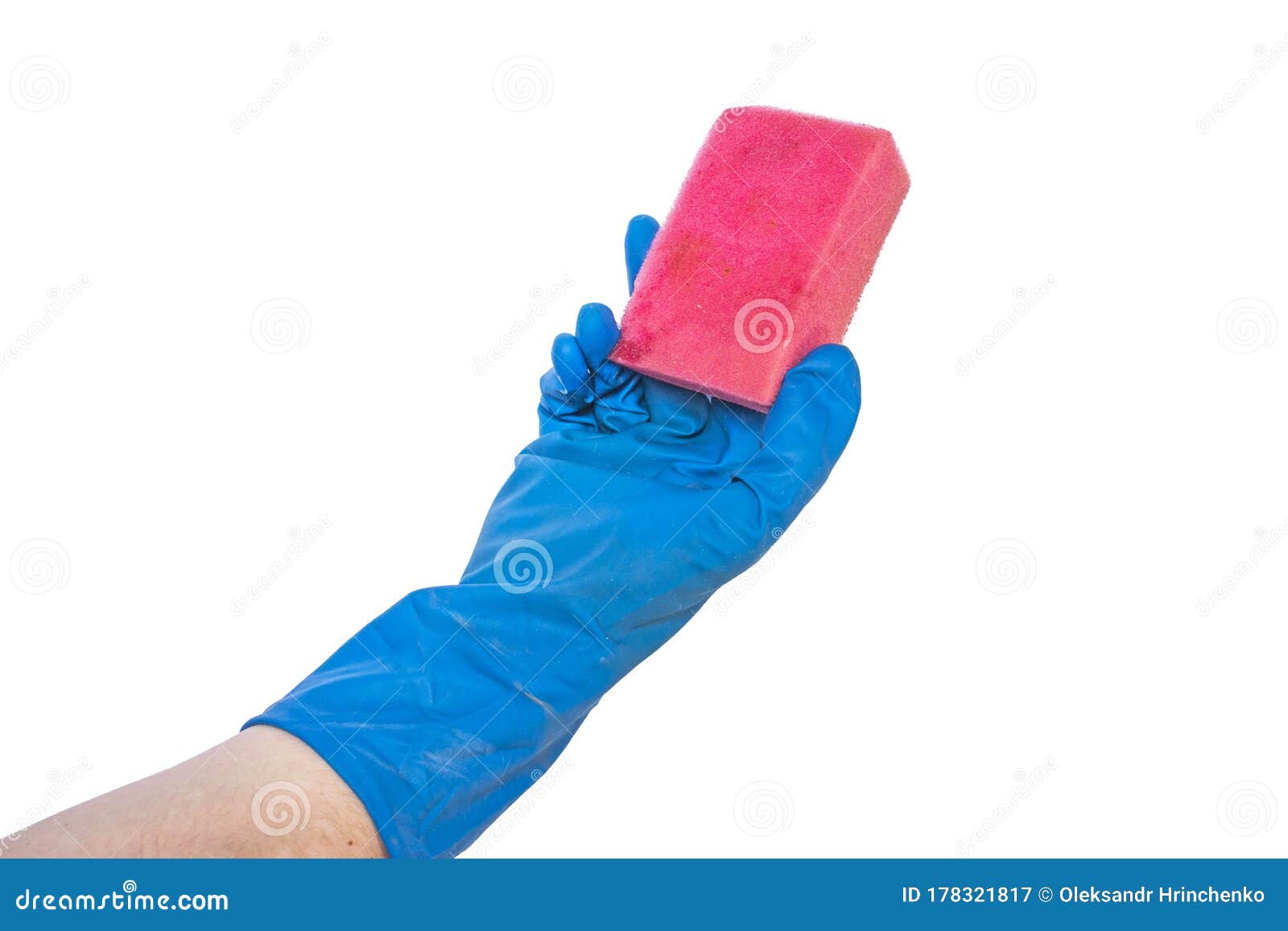 Hand in Rubber Glove and Sponge Stock Image Image of clean