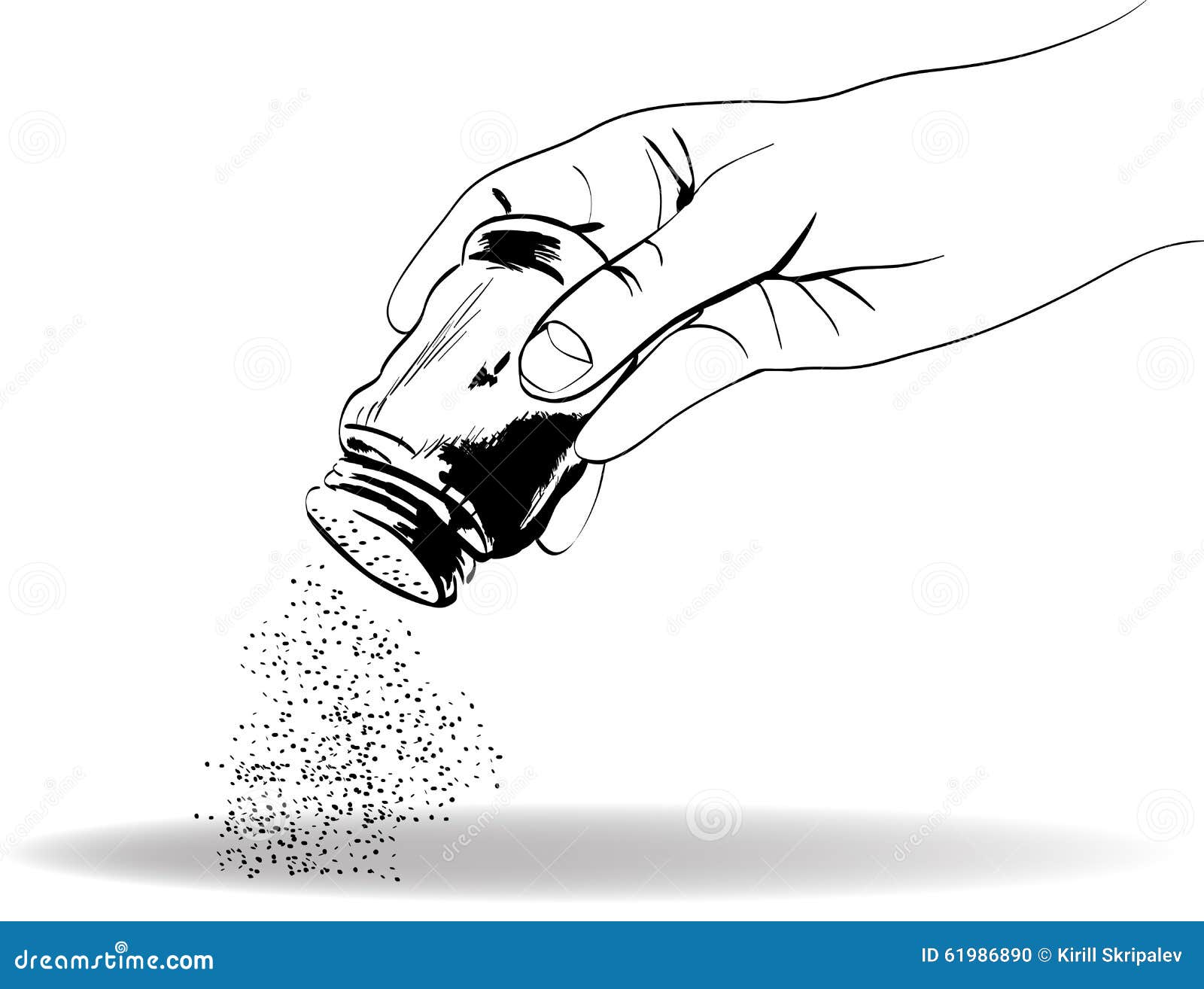 Hand with the salt shaker stock illustration. Illustration of hand