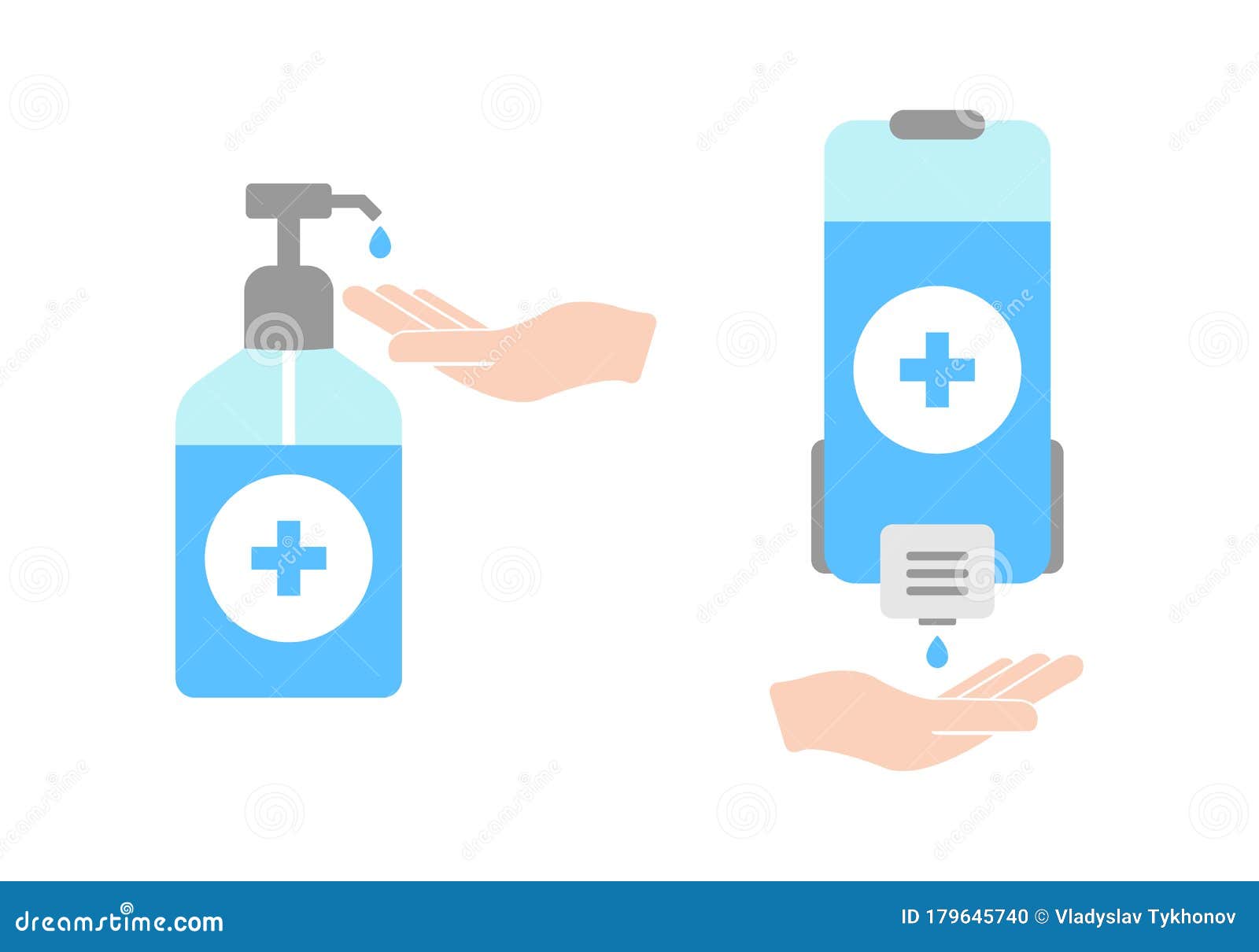 hand sanitizer use for disinfection.   eps 10