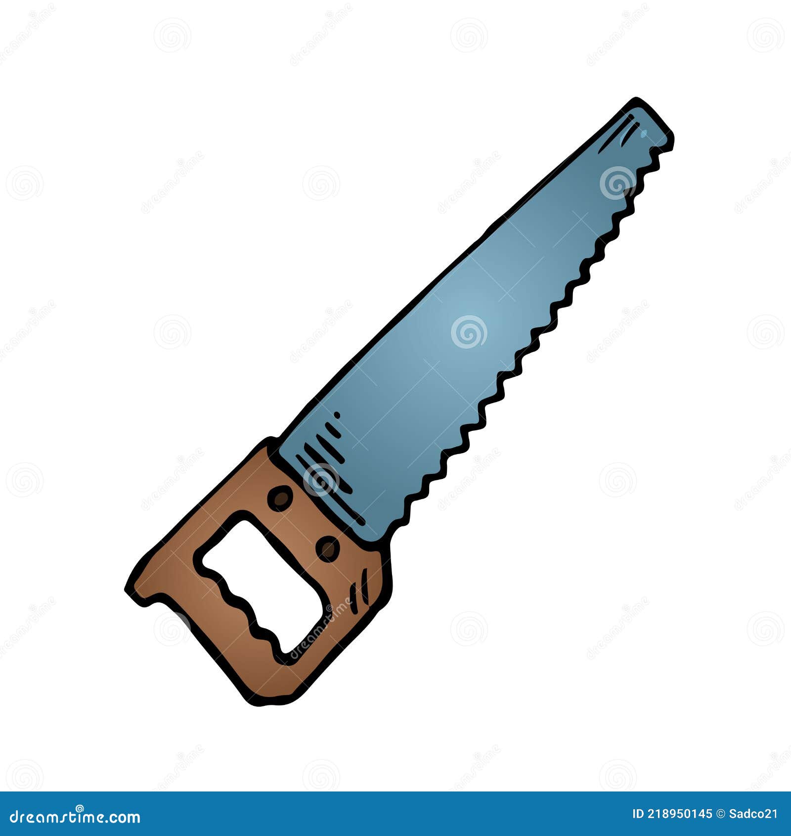 Hand saw color doodle stock vector. Illustration of handle - 218950145