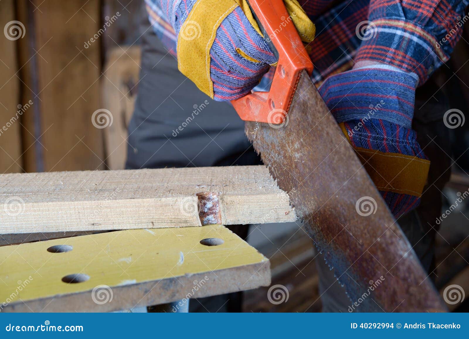 Hand saw cutting boards stock photo. Image of carpenter 40292994