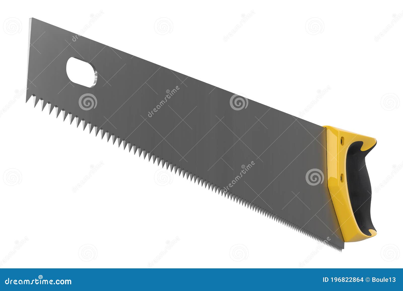 Hand Saw with Hardened Teeth Isolated on White. Tool for Carpentry Work