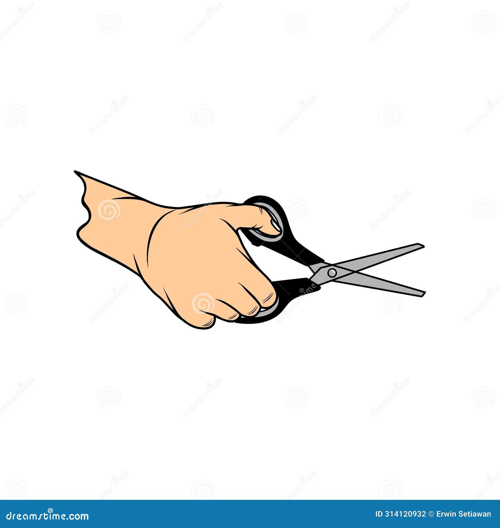 hand scissors to the right  
