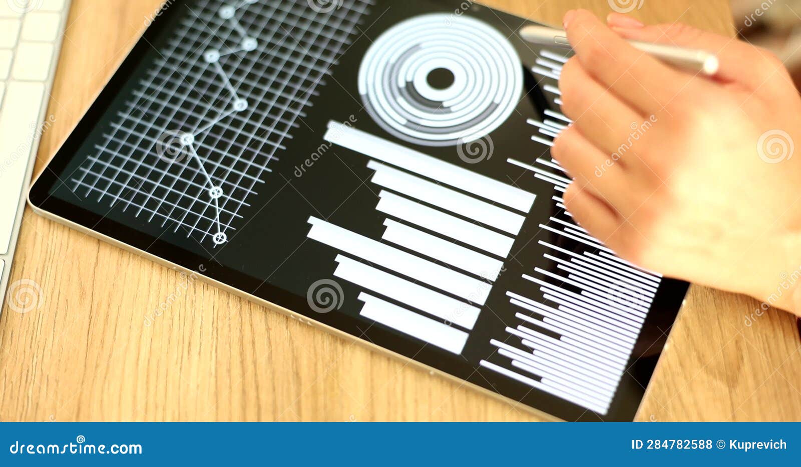 Hand Scrolling Reports on a Tablet with a Stylus Stock Footage Video