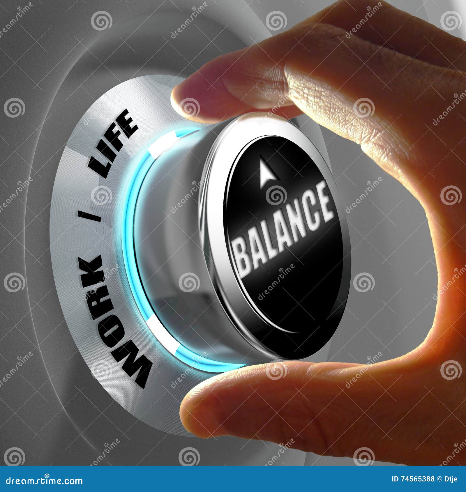 hand selecting a balance between work and life. concept. 3d rendering