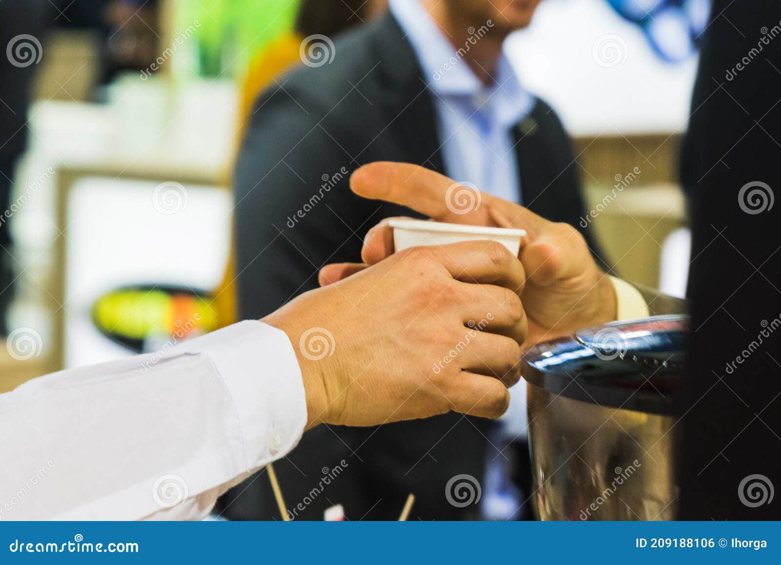Hand Serving a Cup of Coffee Stock Photo Image of drink, rich 209188106