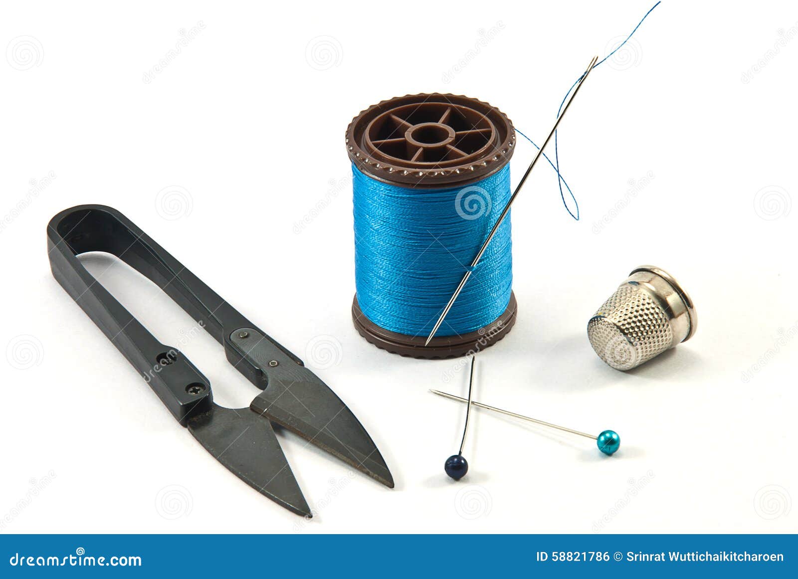 Hand sewing tools stock photo. Image of hand, thread 58821786