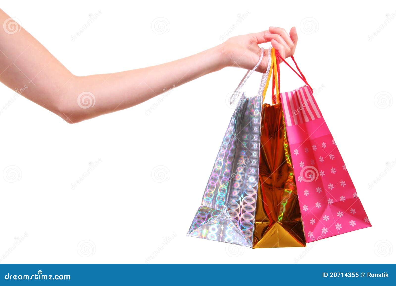Hand with shopping bags stock image. Image of female 20714355