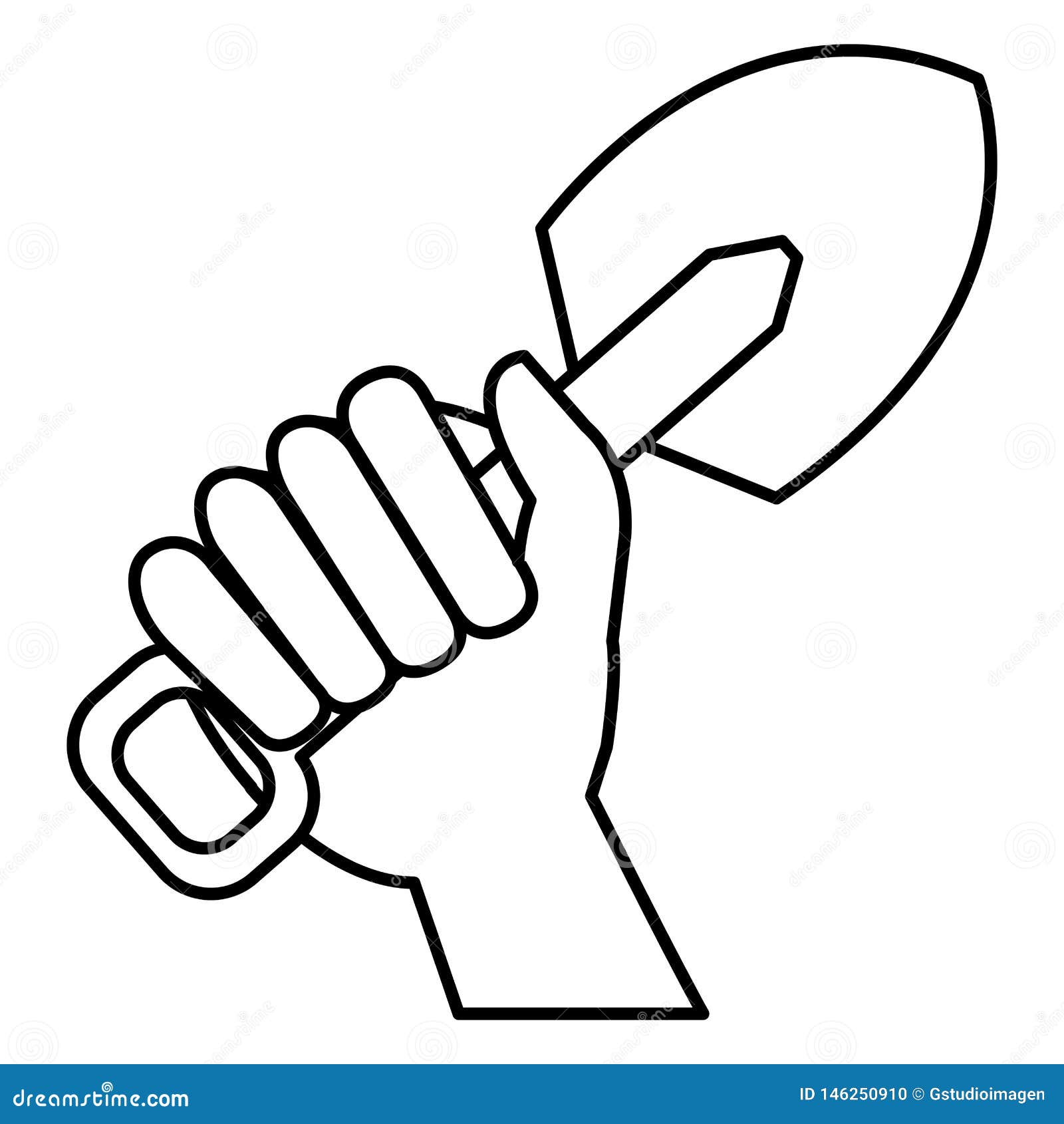 Hand with shovel tool stock illustration. Illustration of shovel