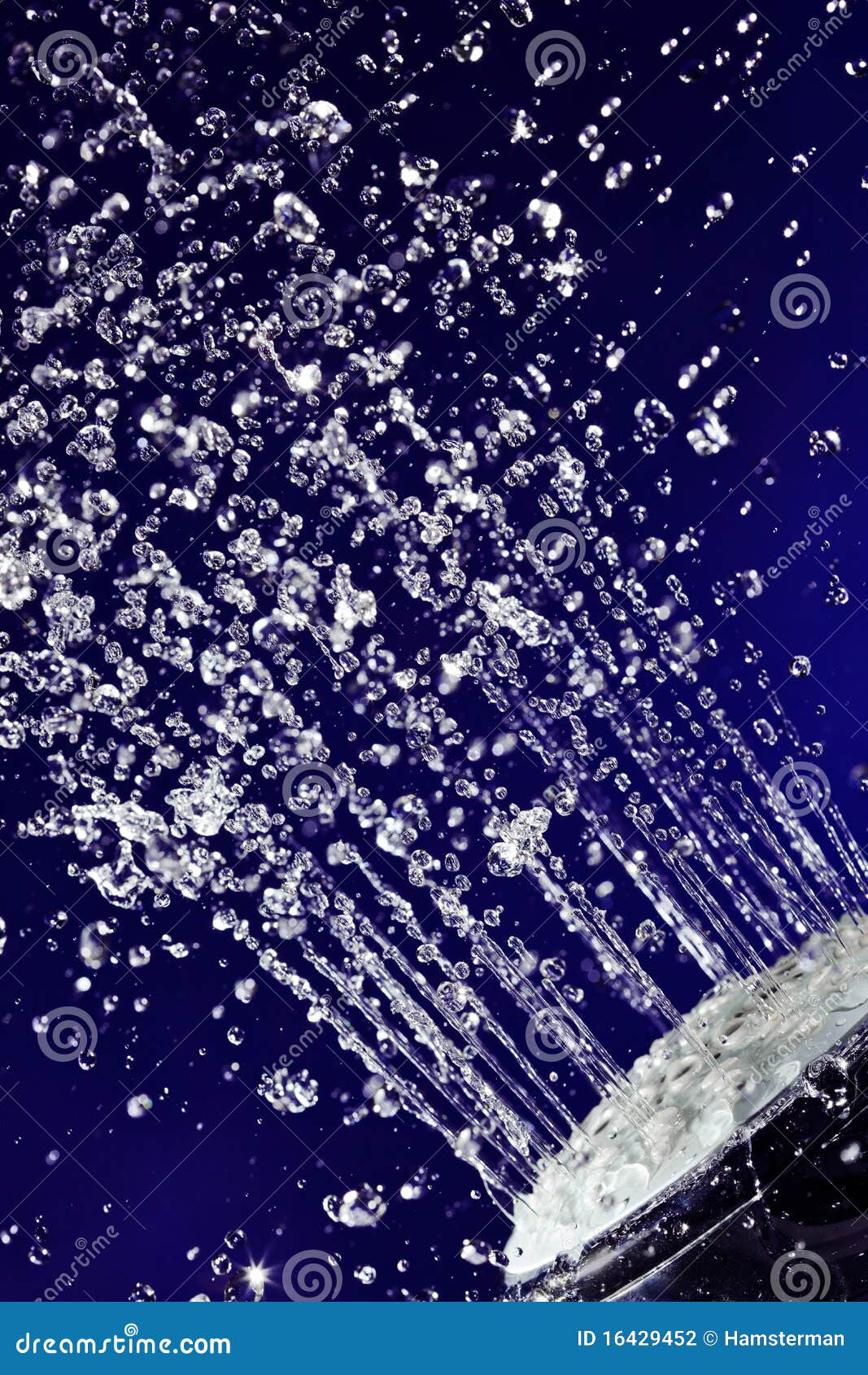 hand shower douche with stopped motion water drops