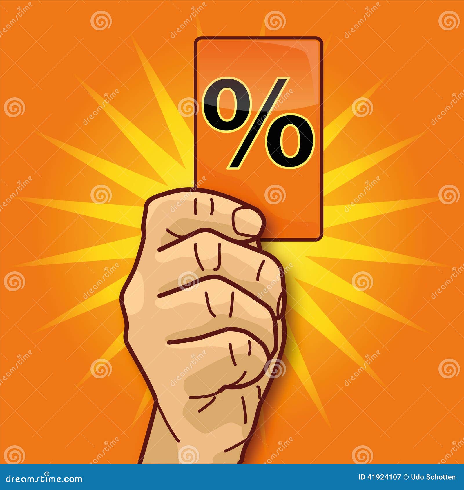 hand showing card with percent card