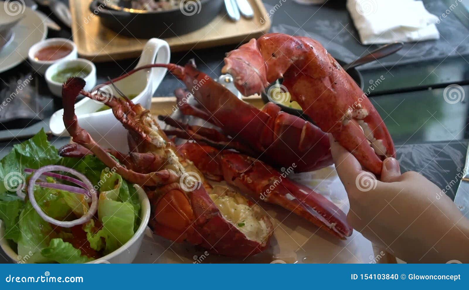 Hand Size with Lobster Claw Photo before Eating Stock Footage Video