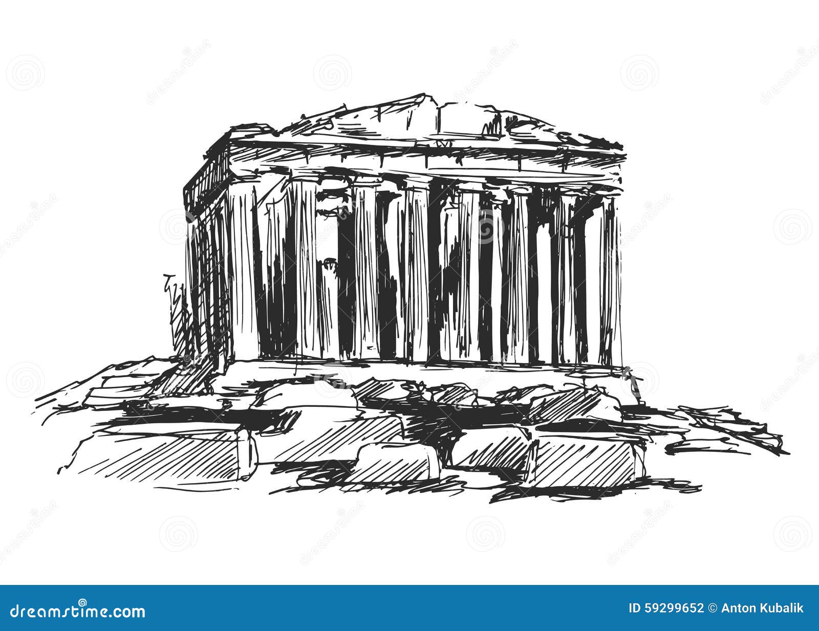Hand Sketch the Athenian Acropolis Stock Vector - Illustration of ...