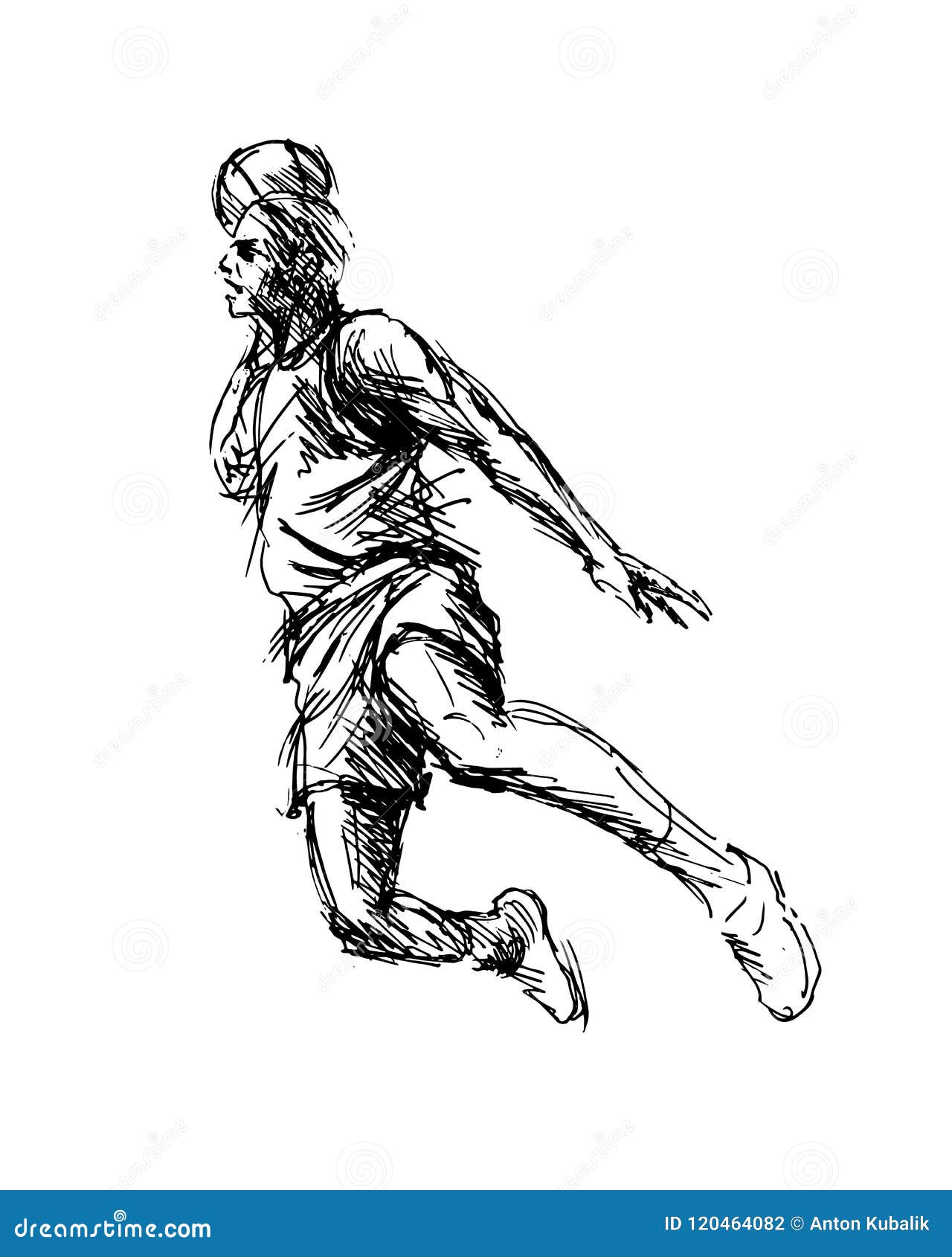 Hand Sketch of Basketball Player Stock Vector - Illustration of ...