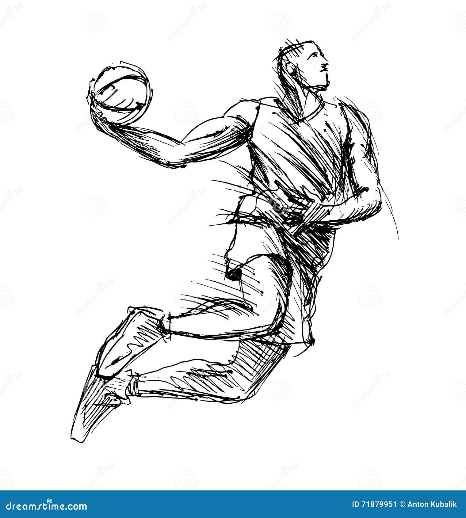 Hand Sketch Basketball Player Stock Vector - Illustration of draw ...