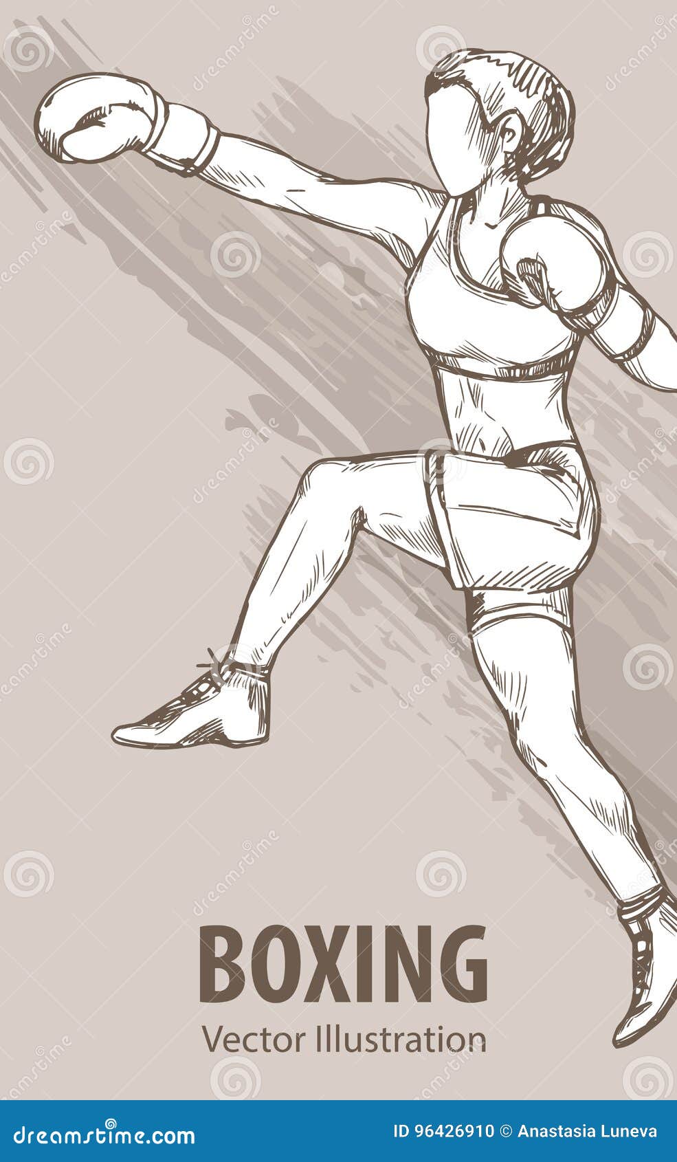 Boxer Girl Vector Art & Graphics