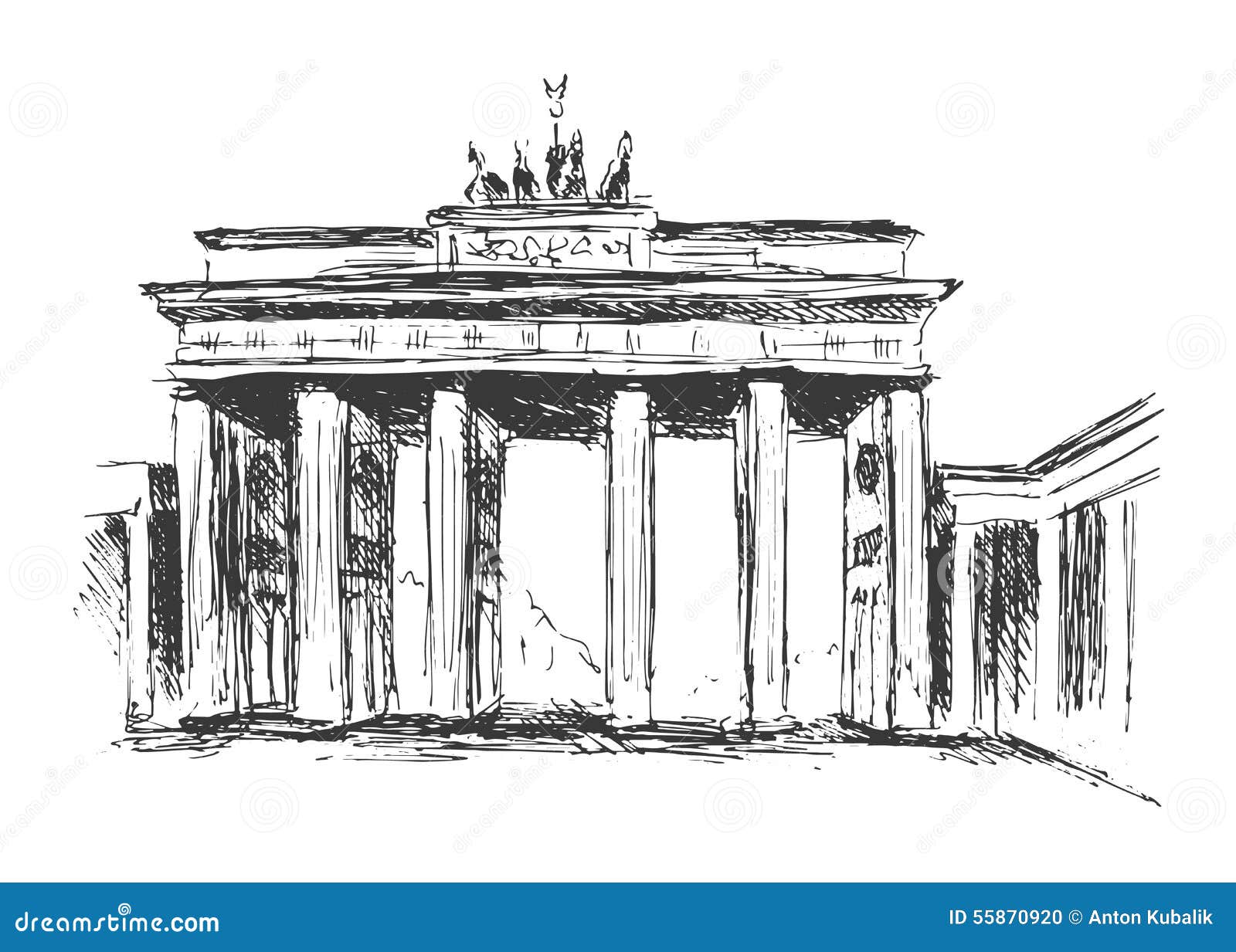 Hand Sketch Brandenburg Gate Stock Vector Illustration of square