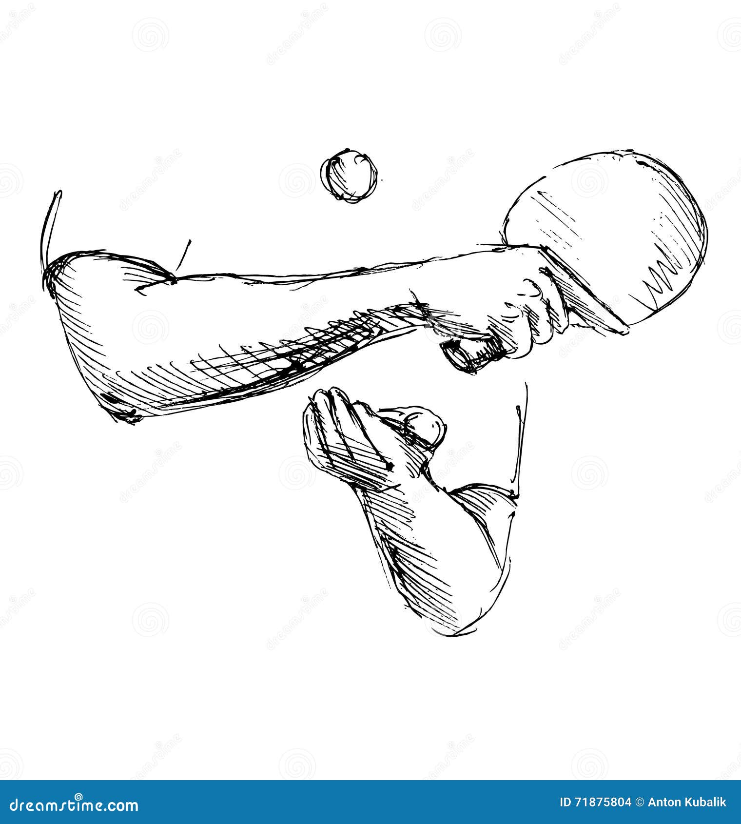 Hand Sketch Hand Table Tennis Player Stock Vector Illustration of