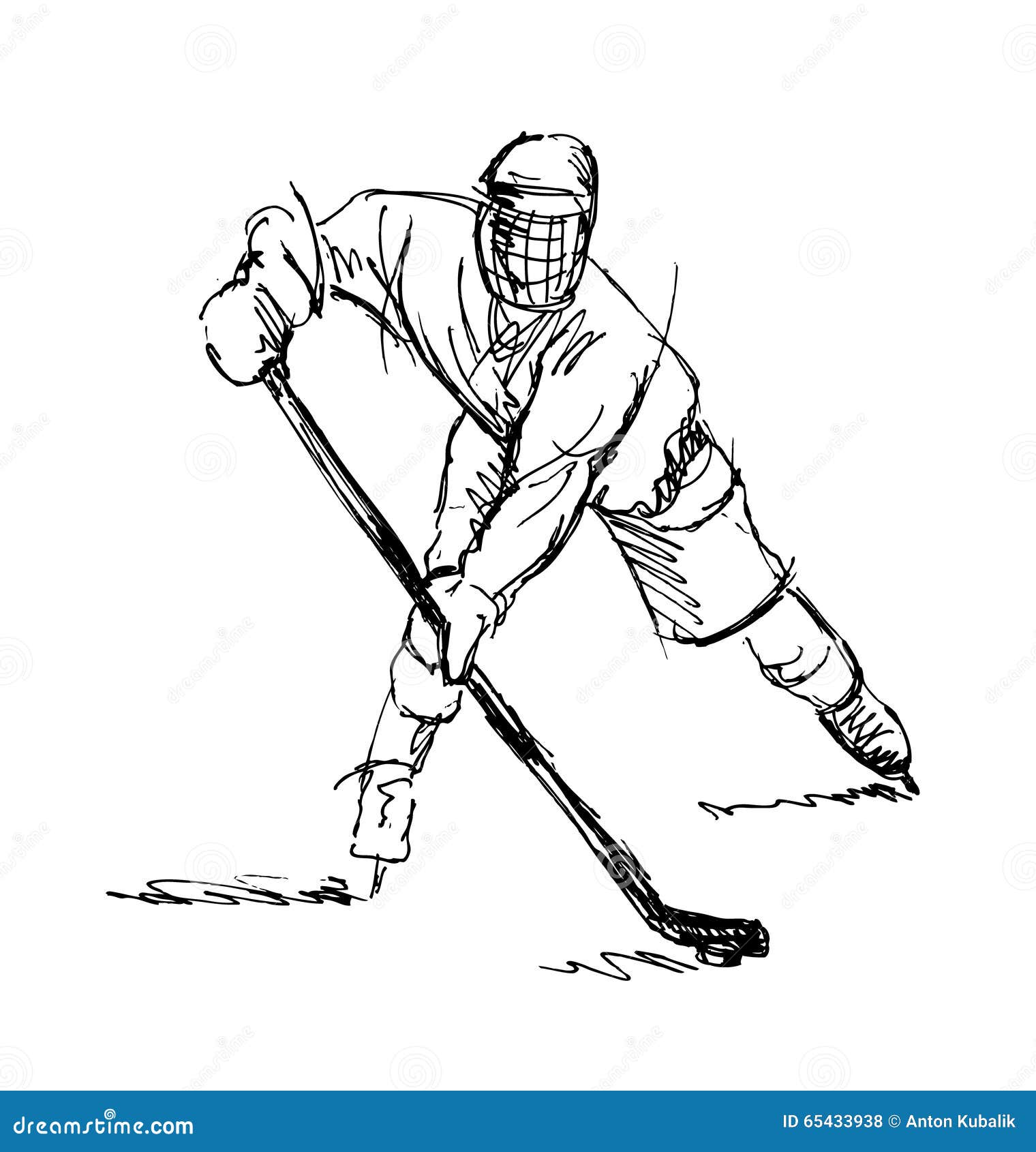 Hand sketch hockey player stock vector. Illustration of sketch - 65433938