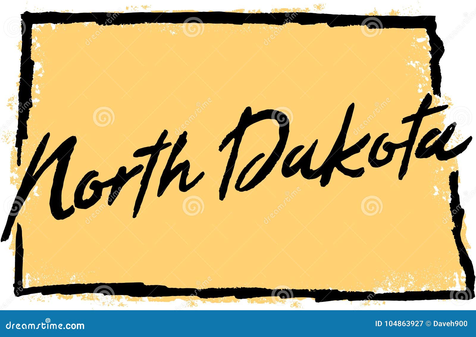 hand drawn north dakota state 