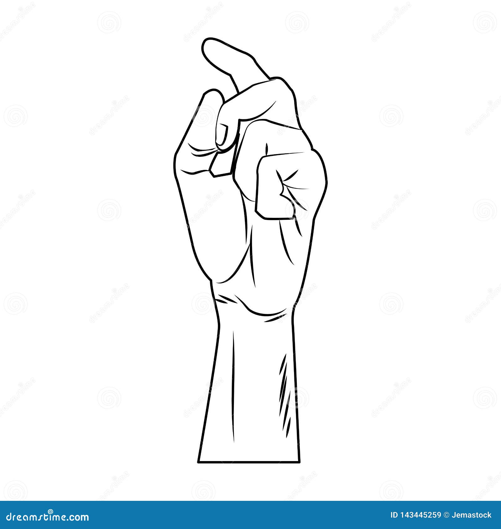 Hand Snapping Fingers Pop Art in Black and White Stock Vector