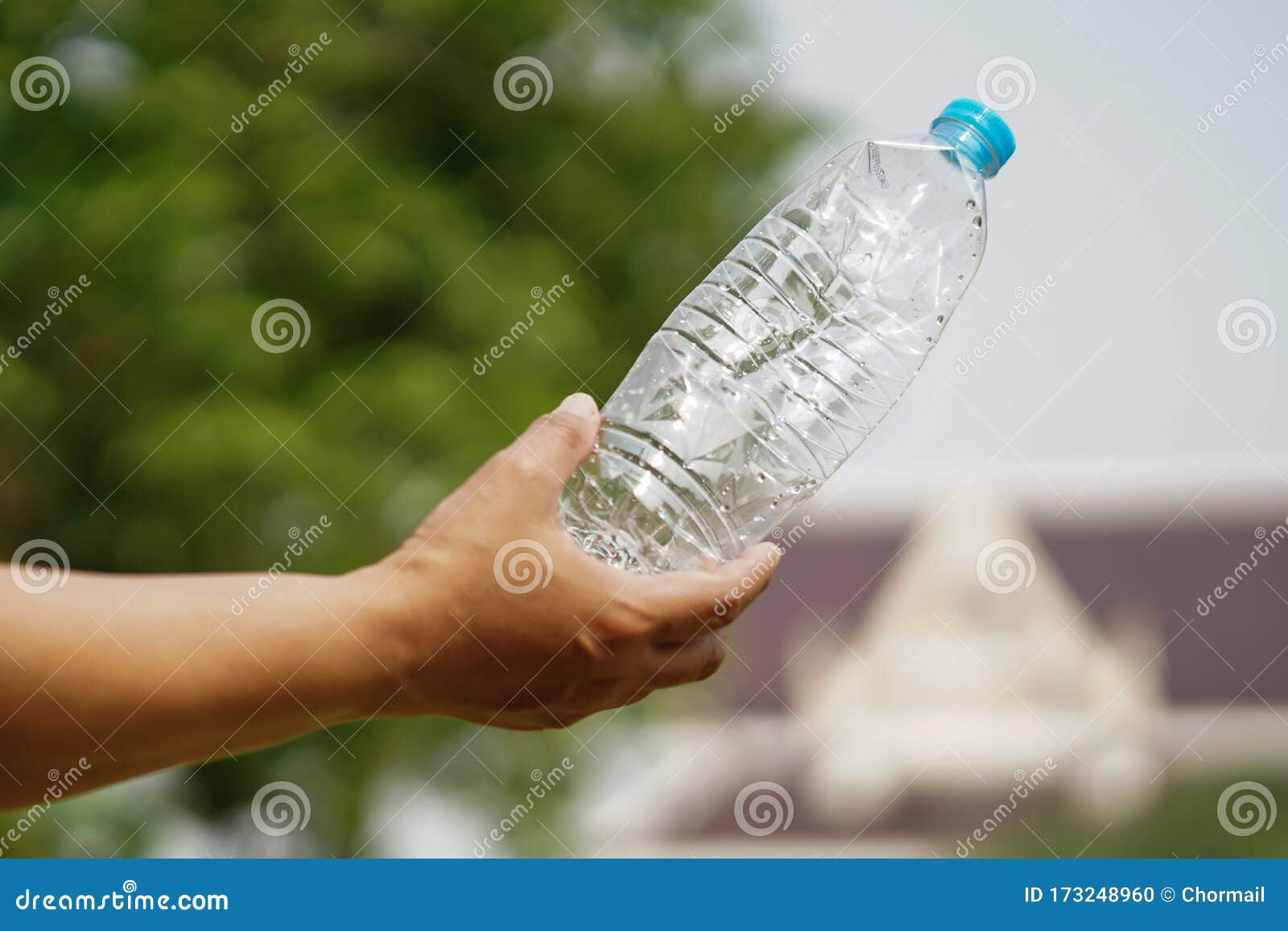 Hand Squeeze Empty Water Bottle Prepare Throw Stock Photo Image of