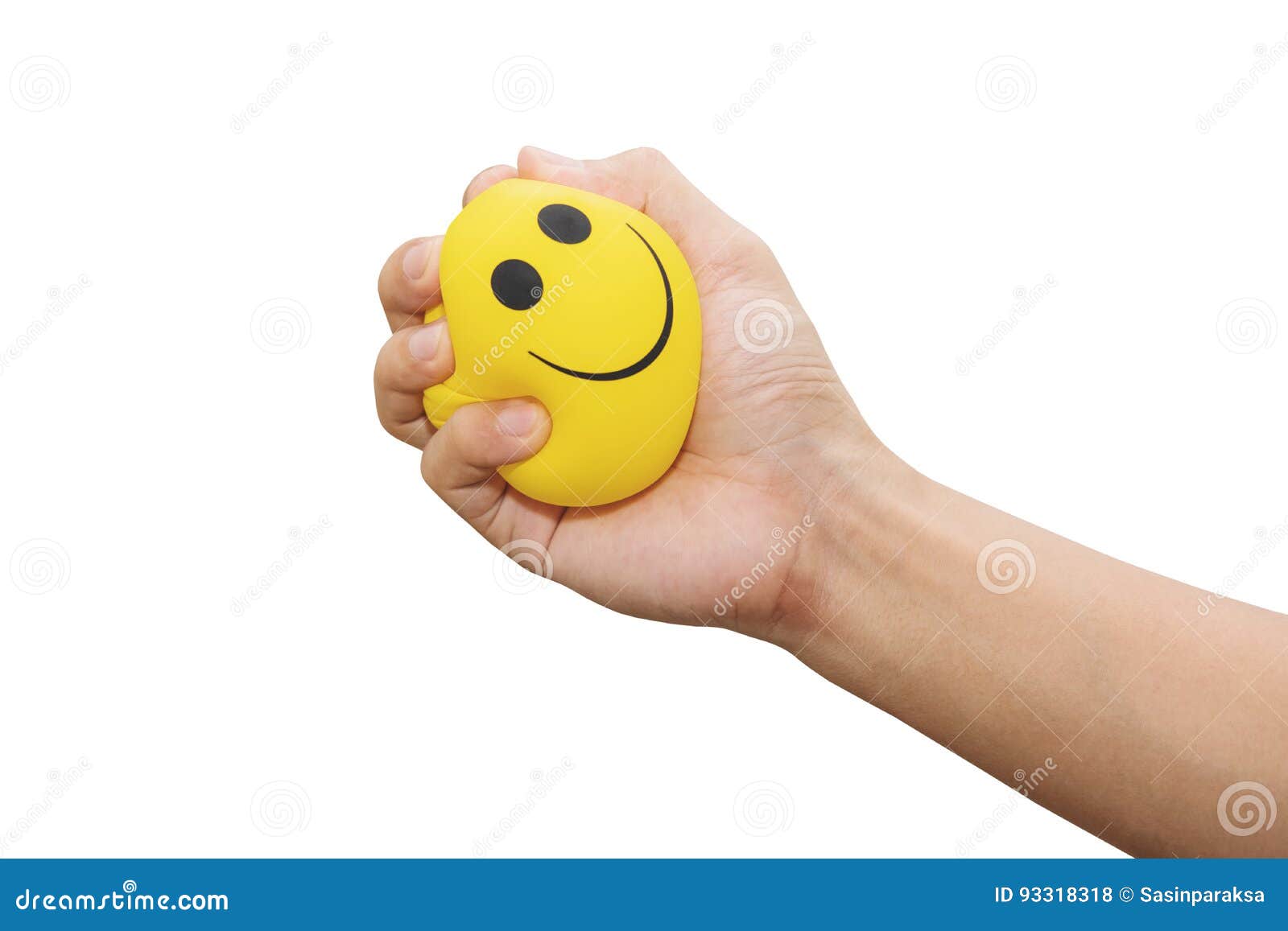 hand squeeze yellow stress ball,  on white background, anger management, positive thinking 