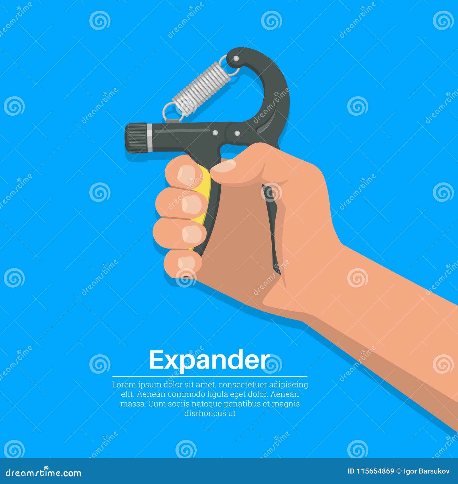 The Hand Squeezes a Carpal Spring Expander Stock Vector Illustration