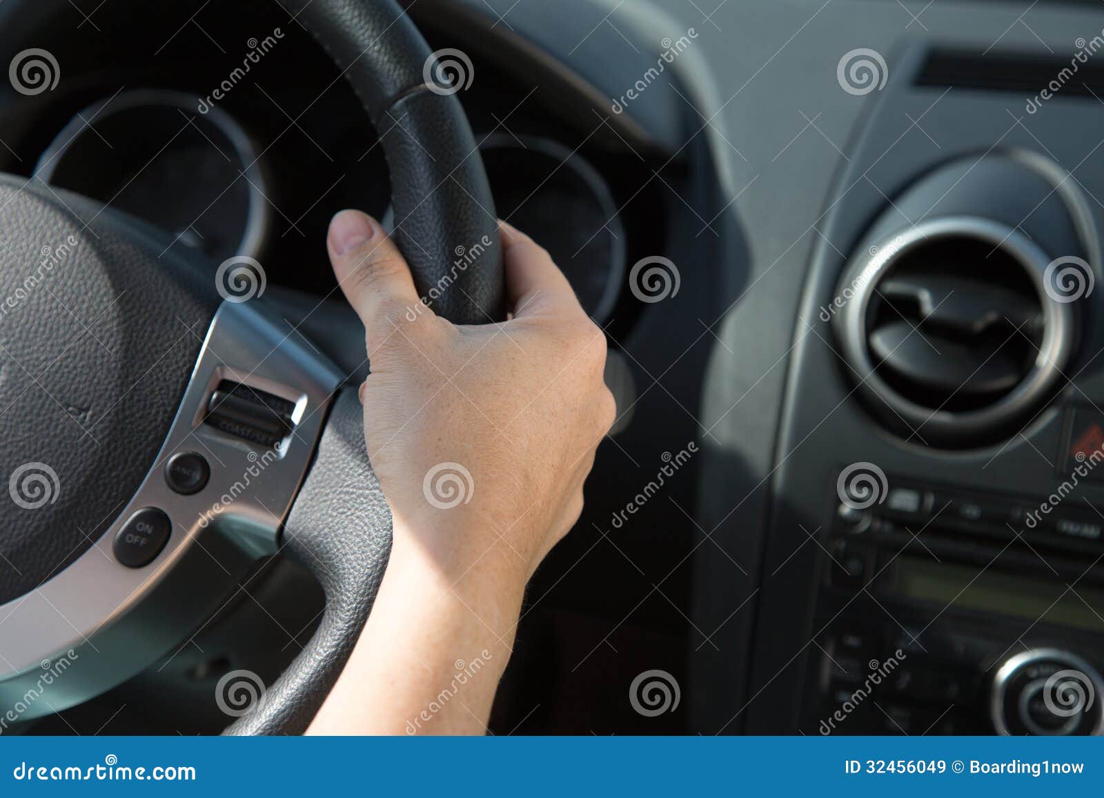 Hand on the Steering Wheel of a Car Stock Image Image of traffic