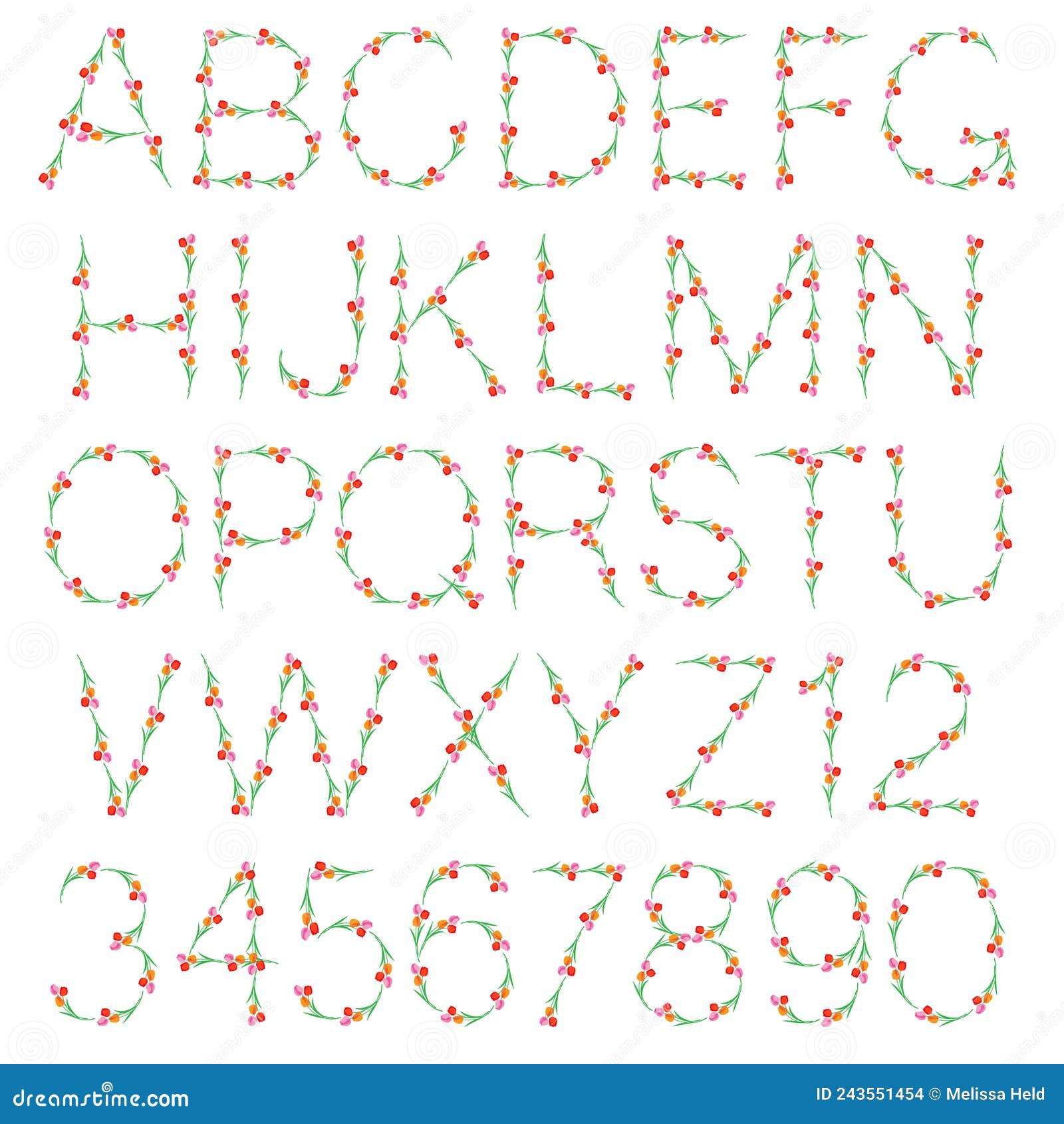 Hand Stitched Alphabet Font Stock Vector Illustration of text, monogram 243551454