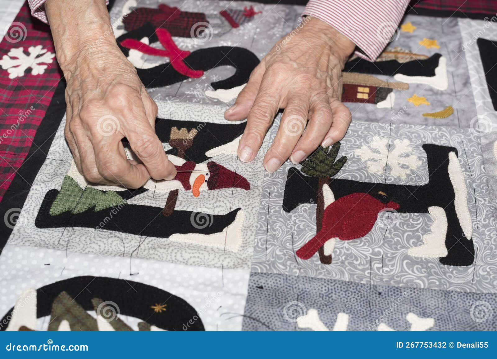 Hand Stitiching with Basting Needle Stock Photo Image of horizontal, needle 267753432