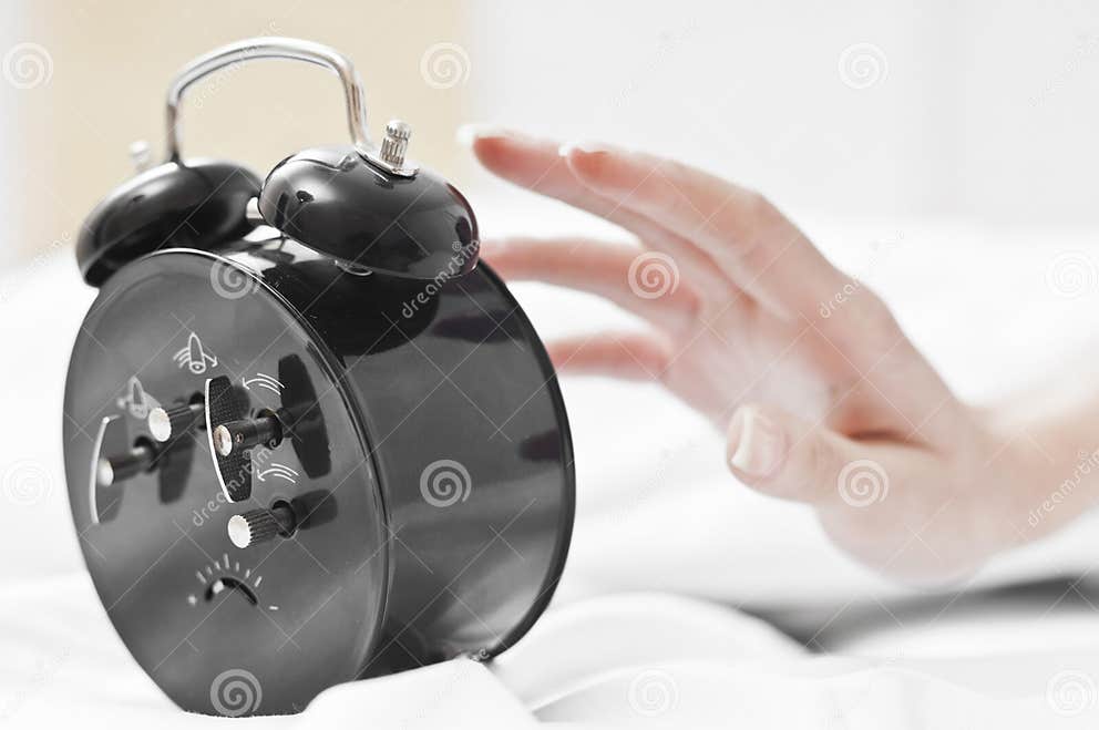 Hand Stopping the Morning Clock Stock Image Image of oversleep, girl