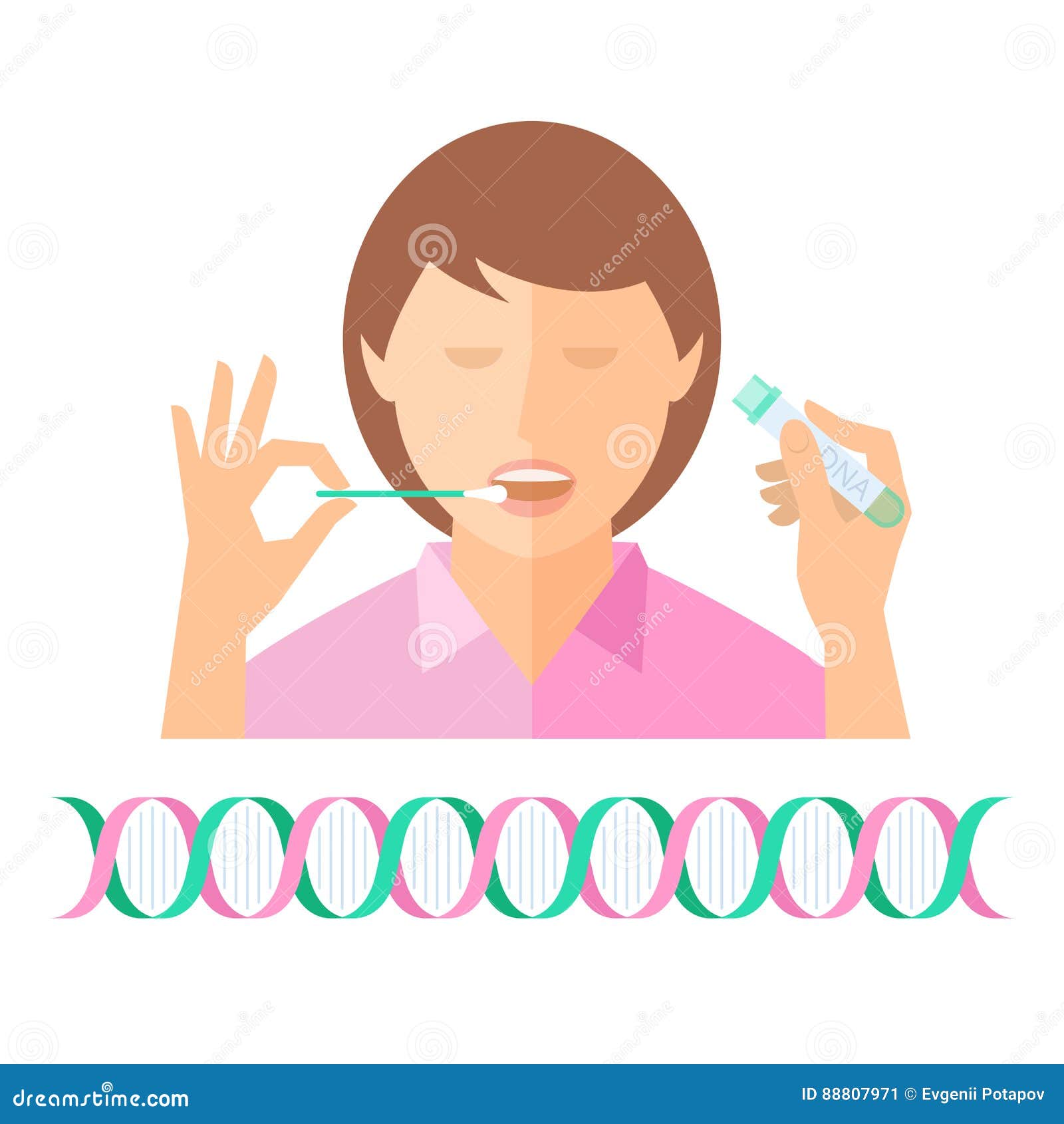 hand taking a bodily fluid sample for dna test from a woman.