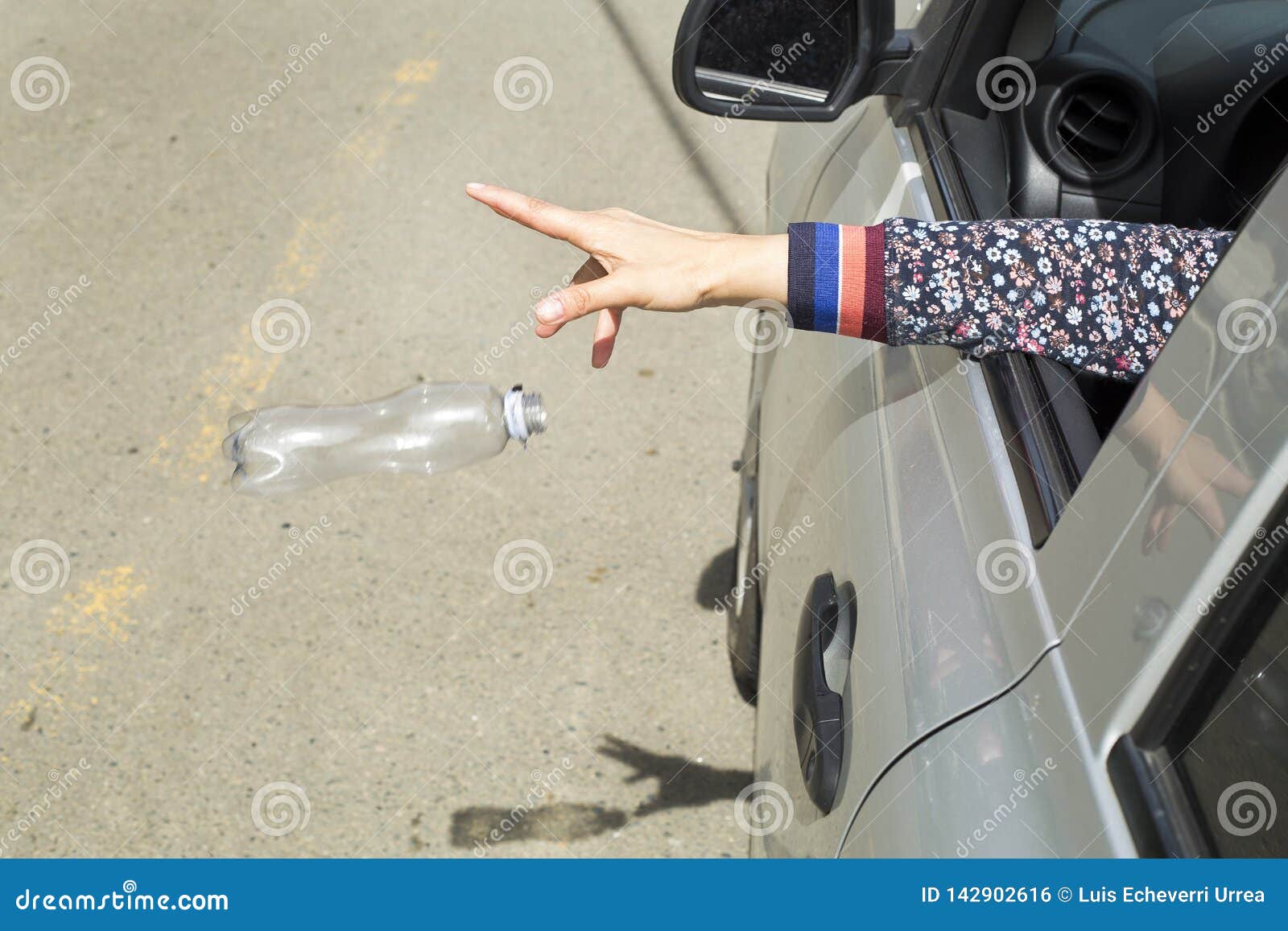 Throw Plastic Bottle from the Car Stock Photo Image of concept, dirty